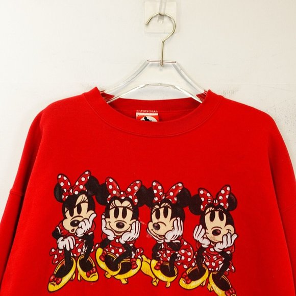 VINTAGE DISNEY MICKEY Women's Red Sweater 2X XXL Oversized Stretch Crewneck - Picture 4 of 12